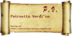 Petrovits Veréna névjegykártya
